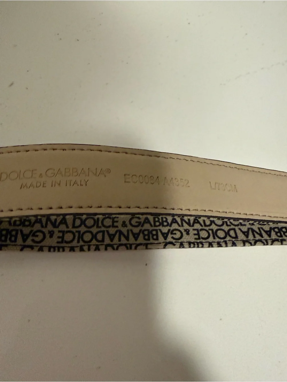 Dolce & Gabbana KIDS belt Black and Beige Logo Canvas Belt with Silver Buckle